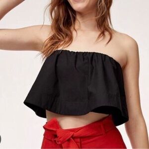 Aritzia Wilfred Black Bonaventure Crop Blouse Top